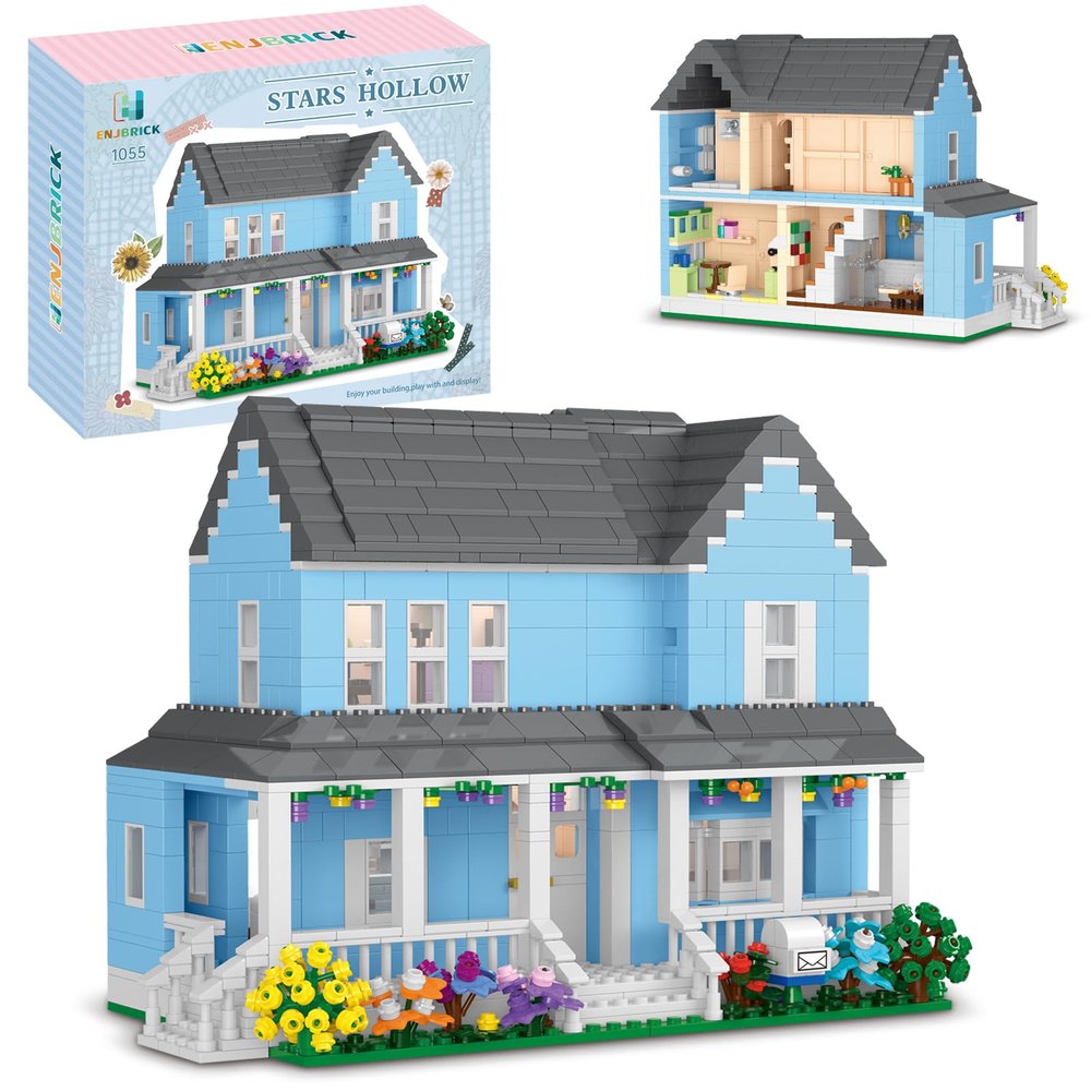 ENJBRICK Gilmore House Building Set for Girls, Cozy Architecture Model Kit, Classic Town Home Decor, Meaningful Mother Daughter Gifts for Women, Teen Girls and Fans 1559 Pcs