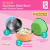 Elk and Friends Stainless Steel Bowls + Silicone Sleeve and Storage Lid | Baby, Toddler, Kids | Cereal & Snack Bowls | Storage Containers | Dishwasher Safe | 4 Pack view 2