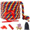 40FT Tug of War Rope for Adults,Tag o War Ropes,Tug a War Rope,Soft Natural Twisted Cotton Ropes Games for Team Building Activities, Carnival Party, Family Reunion,Yard Games(Red/Yellow/Blue) view 1