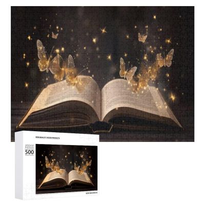 Butterflies Fly Out of The Book Funny Impossible Puzzle for Adults Hard Challenge 500 Piece Puzzles Recycled Jigsaw Puzzles for Game Home Decor