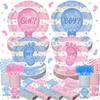 156Pcs Gender Reveal Plates and Cups and Napkins Sets with Forks and Straws, Party Supplies, Pink and Blue Plates, He or She Baby Gender Reveal Decorations, Boy or Girl (Serves 26) view 1