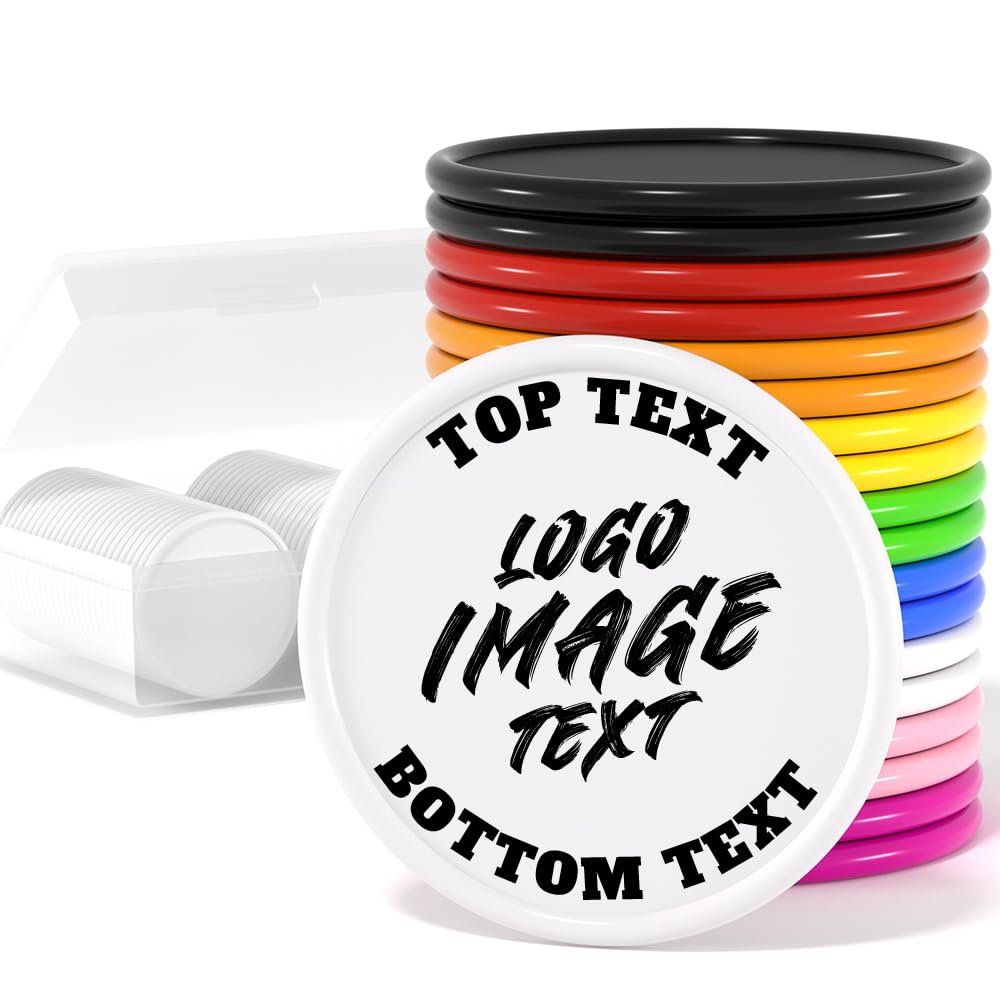 500 Custom Poker Chips, Personalized Drink Tokens with Own Logo, Image and Text, Double Side UV Full Color Printing Drink Chips for Bar, Party, Business Cards, Company Logo and Promotions (White)