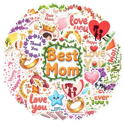 100Pcs Cartoon Mothers Day Stickers, Waterproof Mothers Day Sticker for Water Bottle Laptop Phone Cases Planner Skateboard Luggage Helmet Party Favor Decor Ideal for Adults Teens Teacher Rewards C139Z
