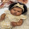 Anano 24 Inch Realistic Reborn Baby Doll Mixed Race Black Girl Toddler Biracial African American Chubby Reborn Doll with Hair Ultra Lifelike Baby Doll for Kids & Collectors (Yellow Floral) view 2