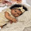 Anano 24 Inch Realistic Reborn Baby Doll Mixed Race Black Girl Toddler Biracial African American Chubby Reborn Doll with Hair Ultra Lifelike Baby Doll for Kids & Collectors (Yellow Floral) view 3