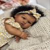 Anano 24 Inch Realistic Reborn Baby Doll Mixed Race Black Girl Toddler Biracial African American Chubby Reborn Doll with Hair Ultra Lifelike Baby Doll for Kids & Collectors (Yellow Floral) view 4