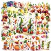 100Pcs Cartoon Fruits Vegetable Stickers, Waterproof Fruits Vegetable Sticker for Water Bottle Laptop Phone Cases Planner Luggage Helmet Party Favor Decor, Ideal for Adults Teens Teacher Rewards C134N view 2
