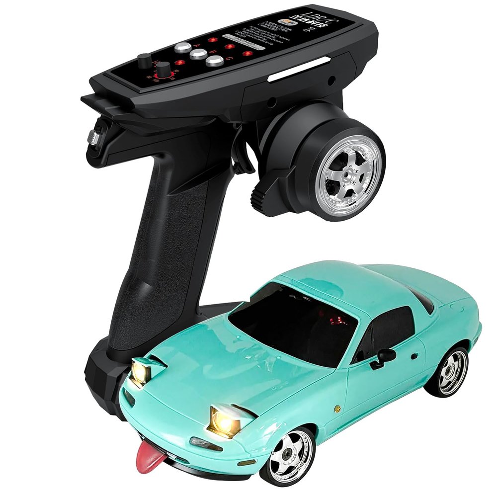 1/18 RC Drift Car, LD1804 Mini Mazda MX-5 Remote Control High Speed Drifting Car RTF, 2.4GHz RWD Miata RC Vehicles with Gyro LED Lights for Toy Gifts
