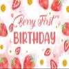 Baby Strawberry Birthday Banner 106.3x70.8Inch Fabric Baby Girl 1st Birthday Banner Pink 1st Birthday Backdrop Girls First Birthday Banner Decor Happy Birthday Photos Fruits Birthday Banner view 4