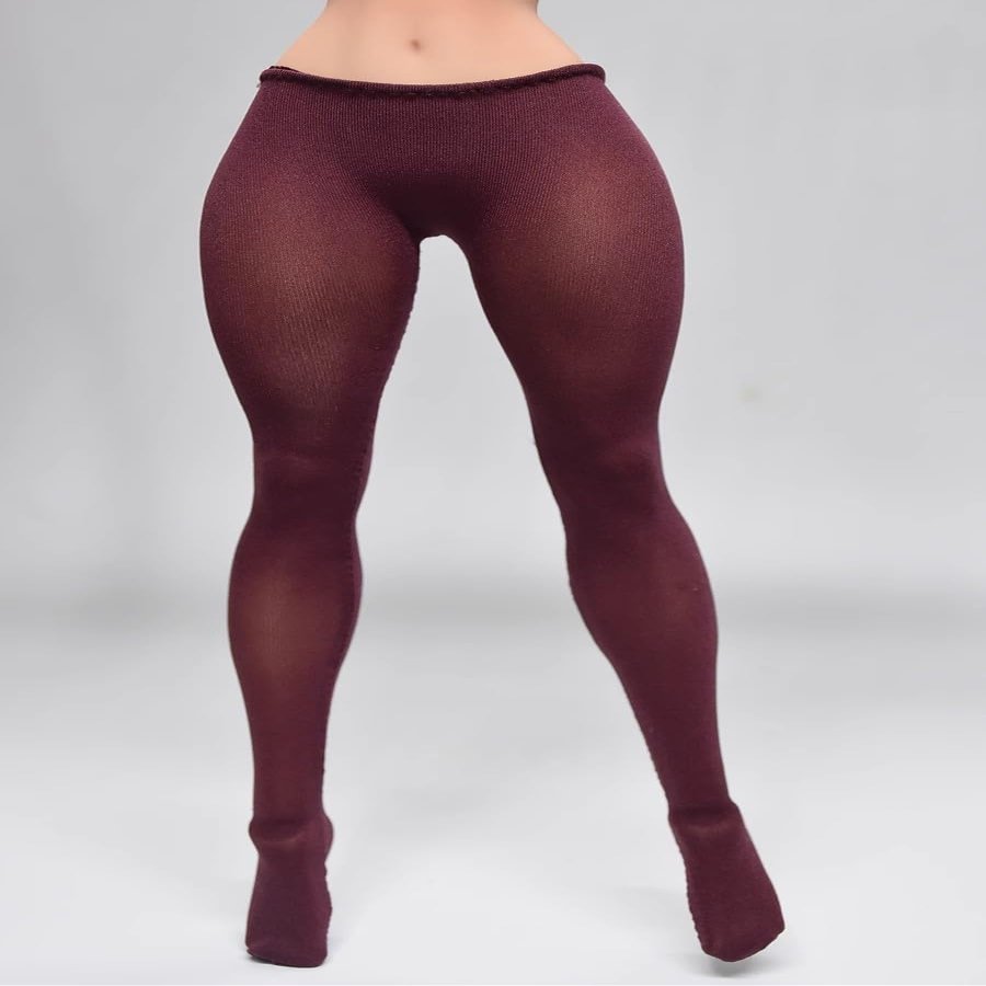 1/6 Scale Female Clothes Pantyhose Socks for 12-inches Female Action Figure Body, Semi-Transparent Pantyhose Sheer Tights Stockings for 1/6 Girl Doll Costume Pantyhose Clothing Accessory (Claret-red)