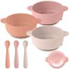 Eascrozn 3 Pack Baby Bowls with Suction and 3 Pack Baby Spoons, BPA Free, Silicone Baby Feeding Set for Babies Toddler Kids, Microwave and Dishwasher Safe view 1