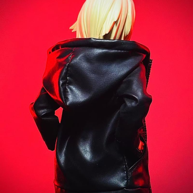 1/12 Scale Female Clothes Short Windbreaker Zipper Jacket for 6-inches Action Figure Body, Fashion Street Action Figure Dazzling Laser Color Leather Coat Clothing Accessory Costume Outfit (Black)