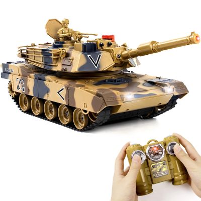 Supdex 1/24 RC Tank, Remote Control US M1A2 Abrams Army Model Tank with Sound Effects, Lights and Smoke, 2.4G Military Model Toy for Kids, Perfect Birthday for Boys 6+ Years Old