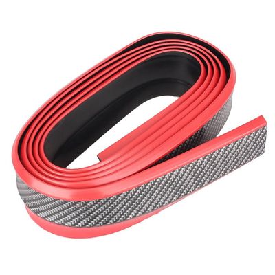 Cnaloo12 Front Lips 8.2ft/250cm Universal Front Bumper Spoiler Side Skirts Strip Splitter For Car Universal Carbon Fiber Red