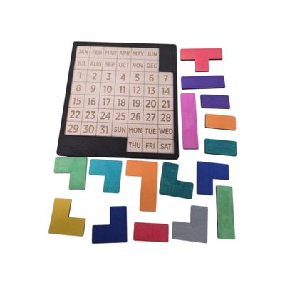 Colorful Wooden Date Puzzle Game  Interactive Brain-Teaser