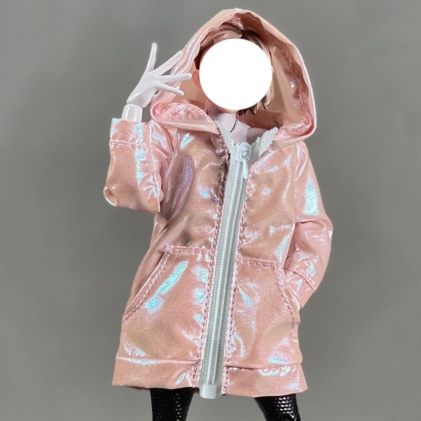 1/12 Scale Female Clothes Short Windbreaker Zipper Jacket for 6-inches Action Figure Body, Fashion Street Action Figure Dazzling Laser Color Leather Coat Clothing Accessory Costume Outfit (Pink)
