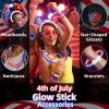 180 Pcs 4th of July Light Up Party Favors,12 Red White Blue Star Glasses 6 Headbands 12 Bracelets 150 Patriotic Glow Sticks Bulk with Connectors Glow in the Dark Party Supplies 250th Anniversary USA view 4