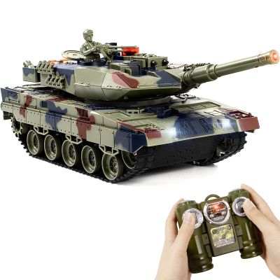Supdex 1/24 RC Tank, Remote Control Ger Leopard II Army Model Tank with Sound Effects, Lights and Smoke, 2.4G Military Model Toy for Kids, Perfect Birthday for Boys 6+ Years Old
