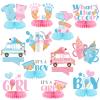 12 Pcs Ice Cream Gender Revel Decoration Honeycomb Centerpiece Whats the Scoop Gender Reveal Decorations Pink Blue He or She Table Topper Table Decor or Baby Shower Birthday Party Favors view 1
