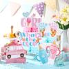 12 Pcs Ice Cream Gender Revel Decoration Honeycomb Centerpiece Whats the Scoop Gender Reveal Decorations Pink Blue He or She Table Topper Table Decor or Baby Shower Birthday Party Favors view 4