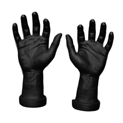 2Pcs Male Hand Model Toy Left and Right Spooky Realistic Halloween Decoration Fake Hands for Cosplay Decoration Party, Black