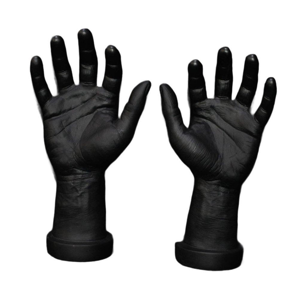 2Pcs Male Hand Model Toy Left and Right Spooky Realistic Halloween Decoration Fake Hands for Cosplay Decoration Party, Black