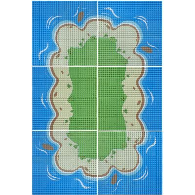 JNZong 6 Pack Island Base Plates, Ocean Water Beach Baseplate for Grass Oasis, Building Bricks Compatible with All Major Brands(10" x 10")