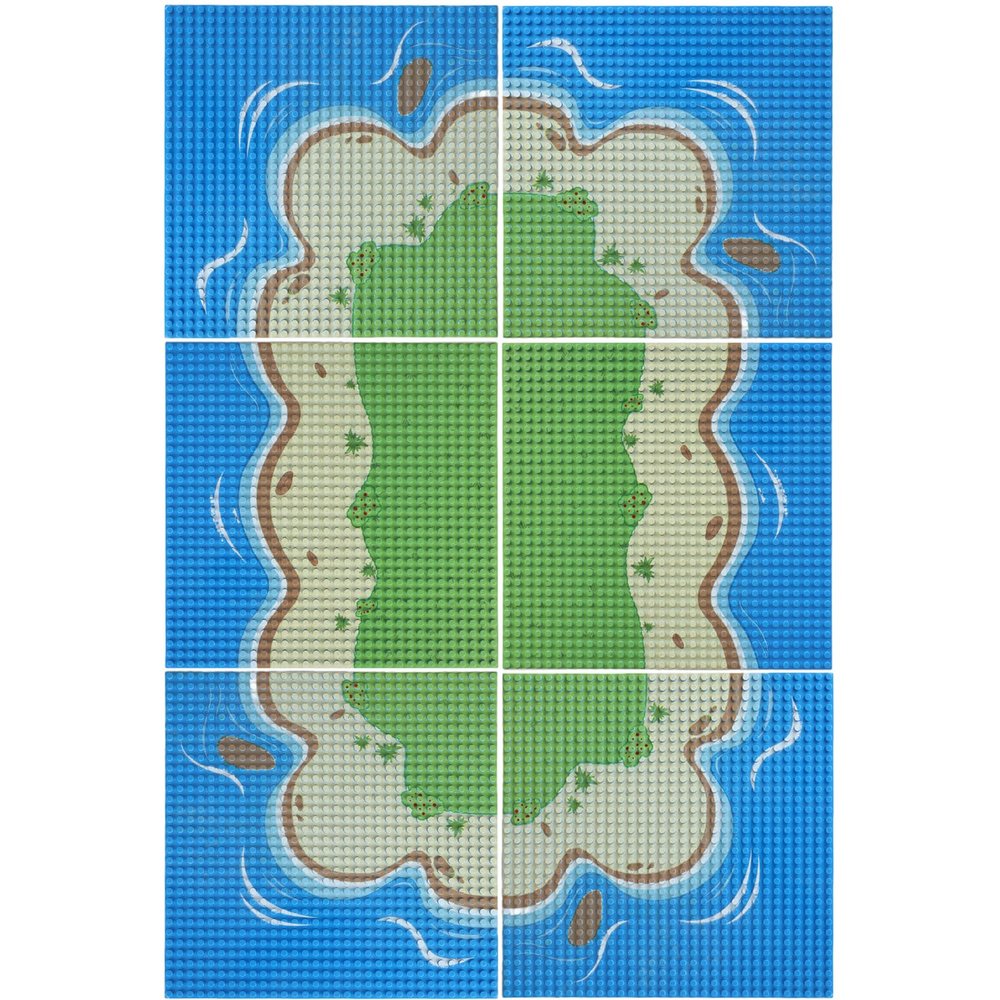 JNZong 6 Pack Island Base Plates, Ocean Water Beach Baseplate for Grass Oasis, Building Bricks Compatible with All Major Brands(10" x 10")