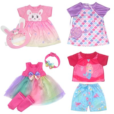10-14 Inch Doll Clothes and Accessories Include Doll Clothes Dress Bag Headband Socks, 4-Packs for 14 Inch Girl Doll and 10-12 inch Baby Doll