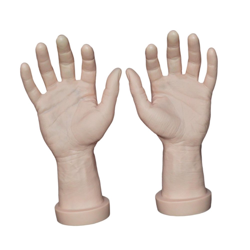 2Pcs Male Hand Model Toy Left and Right Spooky Realistic Halloween Decoration Fake Hands for Cosplay Decoration Party, Skin