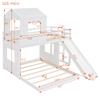 SOFTSEA Twin Over Full House Bunk Bed with Slide, Wood Playhouse Bunk Bed with Window for Kids, White view 2