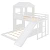SOFTSEA Twin Over Full House Bunk Bed with Slide, Wood Playhouse Bunk Bed with Window for Kids, White view 4