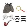 GRAJTCIN Kids Detective Costume Sherlock Holmes Boys and Girls Inspector Cape and Accessories Halloween Party Outfit (Gray,19.69") view 3