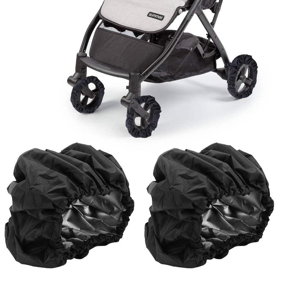 2Pcs Baby Stroller Wheel Cover, Dustproof Kid Baby Wheelchair Protector Baby Stroller Wheel Covers Pushchair Wheel Cover Stroller Accessory (L)
