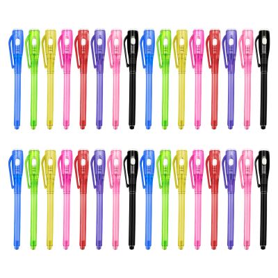 Invisible Ink Pens with UV Light, 32 Pcs Spy Pens for Secret Messages, Party Favors for Boys Girls, Magic Markers Classroom Prizes for Students, Birthday Christmas Party Toy Goodies Bag Gift for Kids