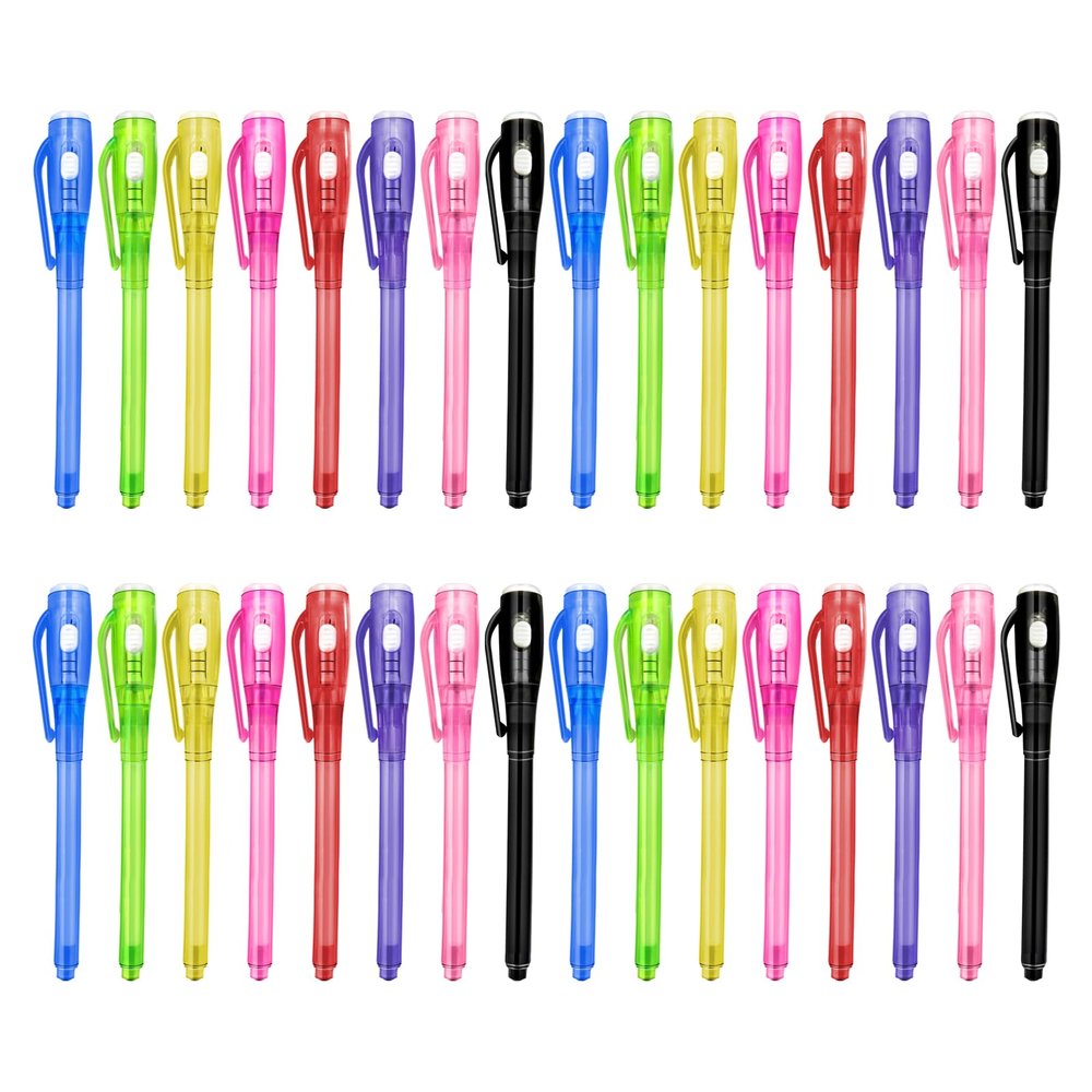 Invisible Ink Pens with UV Light, 32 Pcs Spy Pens for Secret Messages, Party Favors for Boys Girls, Magic Markers Classroom Prizes for Students, Birthday Christmas Party Toy Goodies Bag Gift for Kids