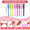 Invisible Ink Pens with UV Light, 32 Pcs Spy Pens for Secret Messages, Party Favors for Boys Girls, Magic Markers Classroom Prizes for Students, Birthday Christmas Party Toy Goodies Bag Gift for Kids view 2
