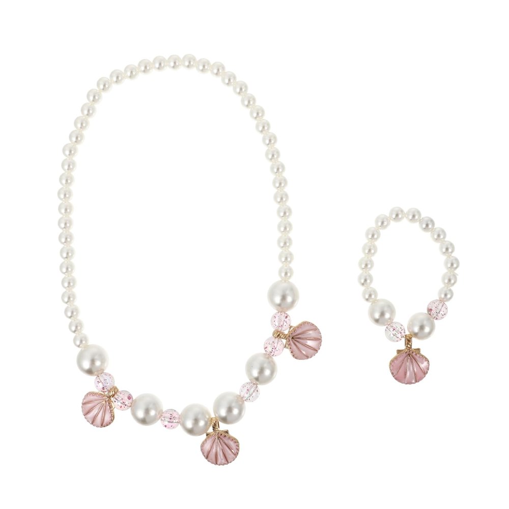 SAFIGLE Boy Girl Simulated Necklace and Bracelet Girls Shell Jewelry Boy Girl Dress up Birthday