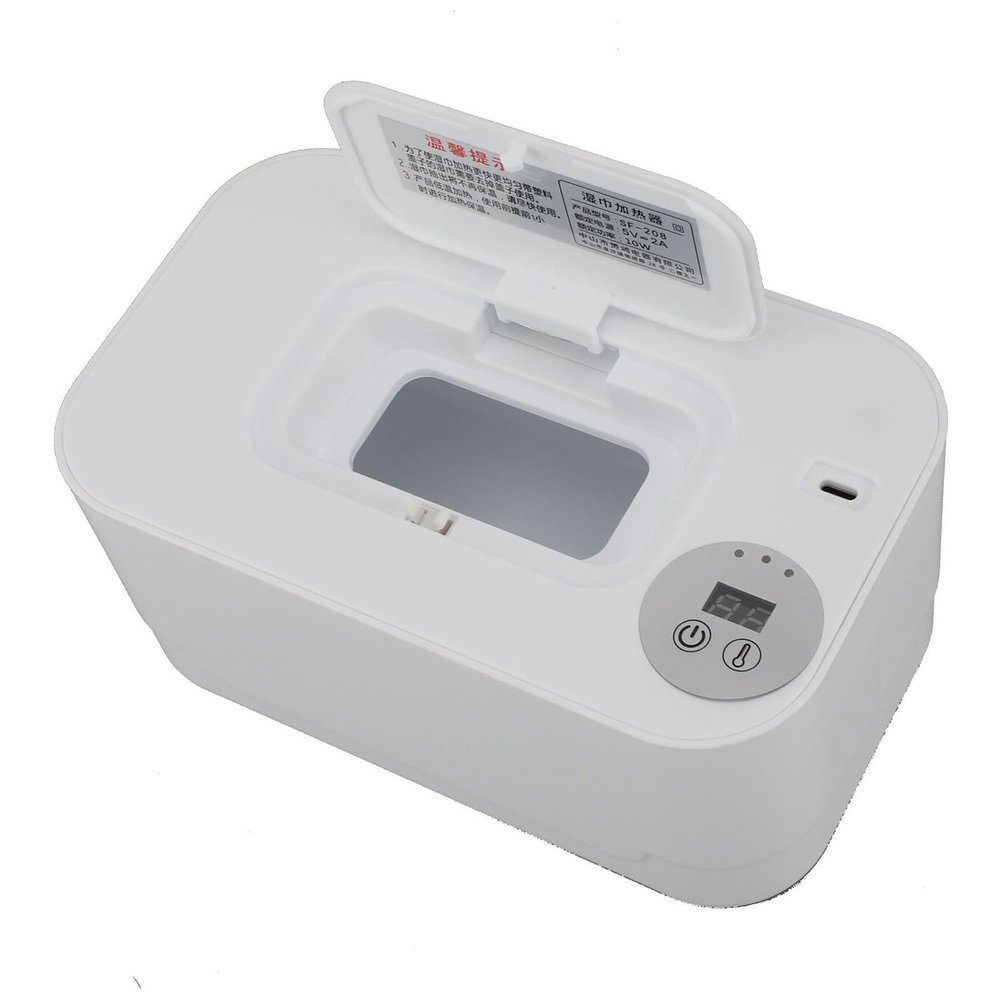 TOPINCN Wipes Warmer Baby Wet Wipes Dispenser, Portable Diaper Wipe Warmer with Night Light and Temperature Display, USB Port, Intelligent Thermostat Heating, for Newborn Baby, Baby