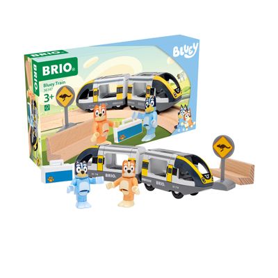 BRIO World Bluey Train - 7-Piece Wooden Passenger Train Playset with Bluey & Bingo Figures - Show-Inspired Accessories - Works with All BRIO World Railway Sets - Kids Ages 3 & Up