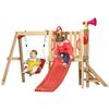 4-in-1 Wooden Swing Set for Kids, Toddler Slide & Swing, Captain's Wheel & Horn, Backyard Playground view 1
