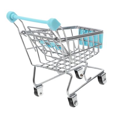 TOYANDONA Mini Shopping Basket Shopping Cart for Miniature Handcart for Dollhouse Decor for Pretend Play Supermarket Role Play and Storage Light Color