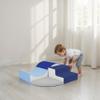 FDP SoftScape Curvy Corner Climber, Indoor Active Play Structure for Toddlers and Kids, Safe Soft Foam for Crawling and Sliding, 4-Piece Set - Navy/Powder Blue view 4