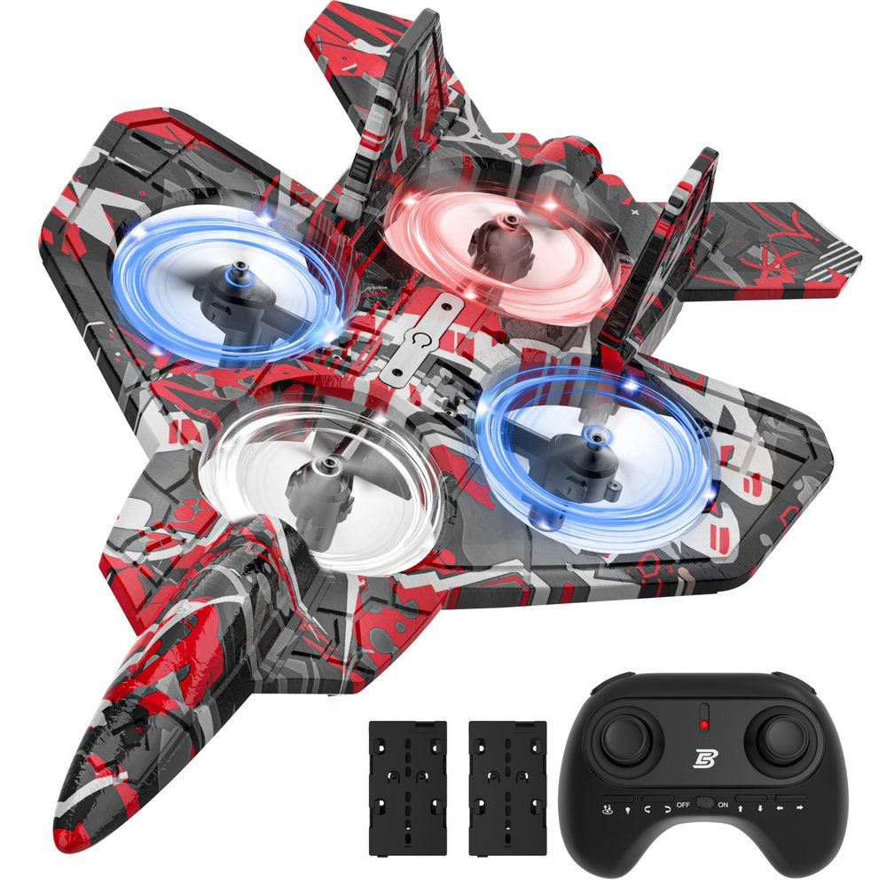 BEZGAR HQ057X RC Fighter AirplaneMini Drone Remote Control Jet Plane Stunt Drone for Adults & Kids Toy with Light Gift for Kids Beginner Red