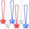 6 Pack 250th Anniversary 4th of July Party Favor LED Light Up Necklaces,Red White Blue Necklaces Accessories Decorations Party Supplies, Patriotic Stars Beads for Adults Kids National Independence Day view 1