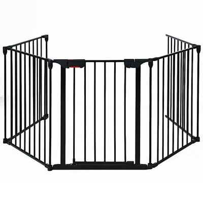 115 Inch Length 5 Panel Adjustable Wide Fireplace Fence-White
