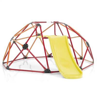 GLACER Climbing Dome & Slide Playset w/ 400 LBS Capacity for Kids Aged 3-10, Perfect for Backyard, Garden, or Park, 96" L x 72" W x 36" H (Orange)