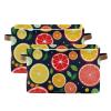 Lotupokon Storage Basket Fruit Lemon Storage Bins Cubes Box Fabric Clothes Hamper Gift Baskets for Shelves Home Shoes Office Nursery with Leather Handles view 2