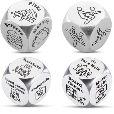 4Pcs Valentines Day Gifts Date Night Decision Dice Date Night Gift for Boyfriend Girlfriend Food Dice for Him Her Anniversary Day Gifts for Wife Husband Wedding Birthday Bachelorette for Bride