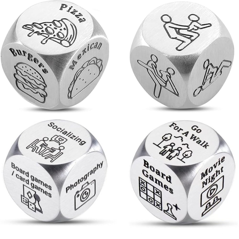 4Pcs Valentines Day Gifts Date Night Decision Dice Date Night Gift for Boyfriend Girlfriend Food Dice for Him Her Anniversary Day Gifts for Wife Husband Wedding Birthday Bachelorette for Bride